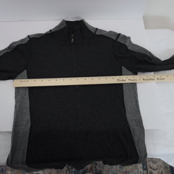 Womens Sweater Dress Gray Knitted Ribbed Cuff Winter Raglan Sleeve Quarter Zip - Picture 9 of 10